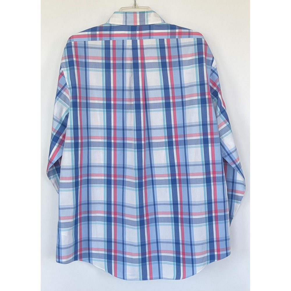 Brooks Brothers Regent Non Iron Shirt Mens XL Blue Pink Plaid Button Down Cotton - Picture 2 of 6